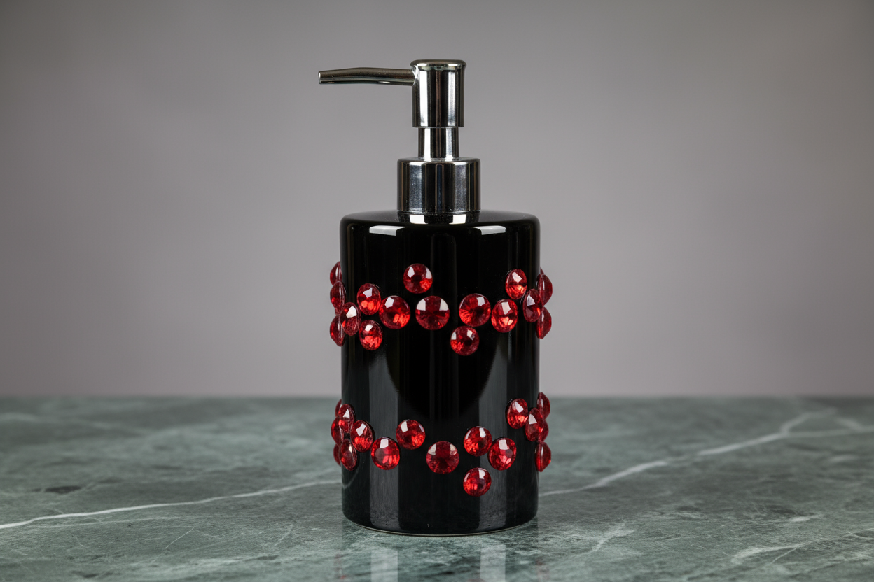 hayır cam siyah olacak ve üstün de kırmızı kristal taşları olacak yani etrafında